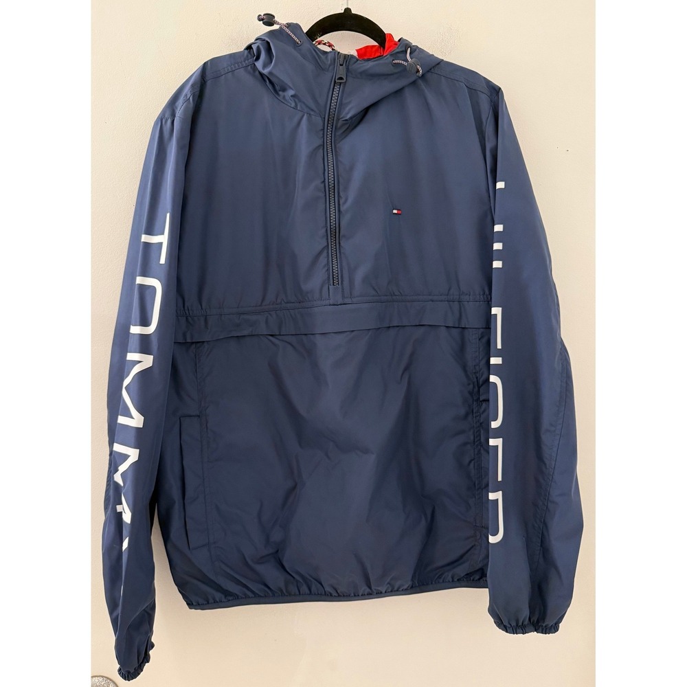 Tommy Hilfiger Men's Navy Blue Anorak Logo Sleeve Half Zip Jacket Size M - Picture 1 of 6